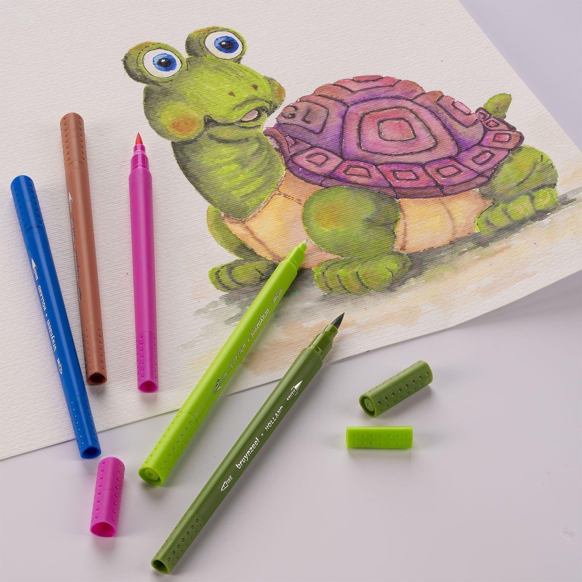 Bruynzeel Creatives Fineliner / Brushpen set 12 kleuren — afbeelding 4
