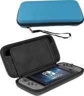 Hoes Geschikt voor Nintendo Switch OLED Case Hoesje Hard Cover Met Koord - Case Geschik voor Nintendo Switch OLED Hoes Met Polsbandje - Blauw