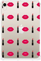Tablethoesje Geschikt voor Apple iPad mini 6 (2021) Backcover Personaliseren Lipstick Kiss met doorzichte zijkanten