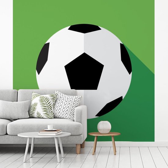 Papier peint photo vinyle - Une illustration d'un ballon de football sur fond vert largeur 350 cm x hauteur 350 cm - Tirage photo sur papier peint (disponible en 7 tailles)
