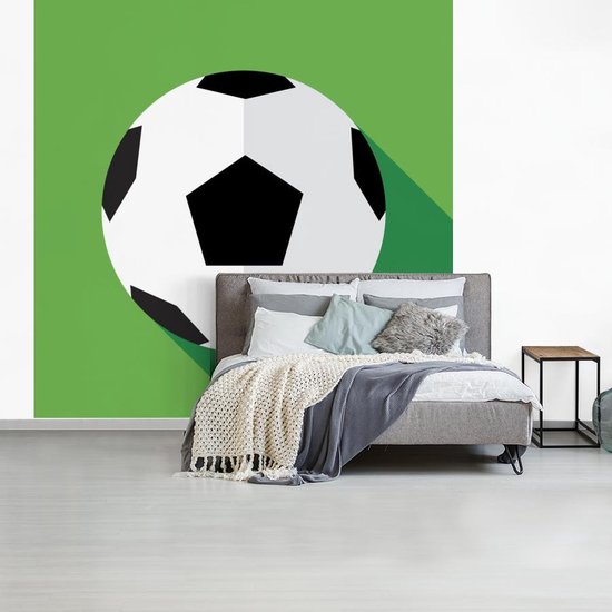 Papier peint photo vinyle - Une illustration d'un ballon de football sur fond vert largeur 350 cm x hauteur 350 cm - Tirage photo sur papier peint (disponible en 7 tailles)