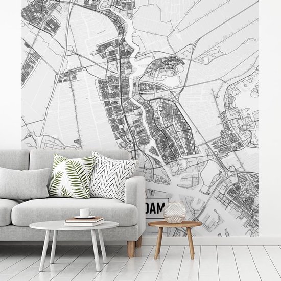 Papier peint photo peint vinyle - Plan de la ville de Zaandam - Plan d'étage largeur 220 cm x hauteur 220 cm - Tirage photo sur papier peint (disponible en 7 tailles)