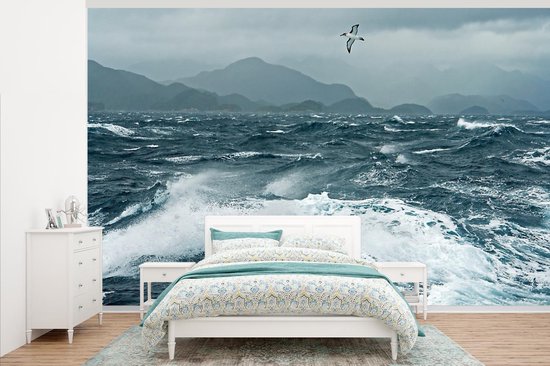 Behang - Fotobehang Zee - Vogel - Golf - Breedte 375 cm x hoogte 240 cm