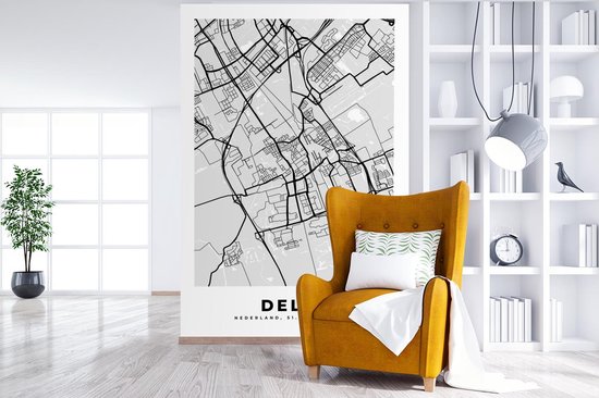 Plan de la ville - Delft - Grijs - Wit