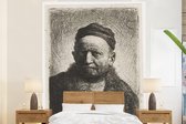 Behang - Fotobehang De man met kalotje - Rembrandt van Rijn - Breedte 225 cm x hoogte 280 cm