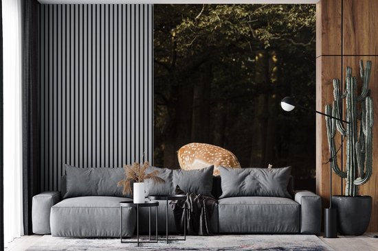 Papier peint - Papier peint photo Cerf - Nourriture - Herbe - Largeur 160 cm x hauteur 220 cm