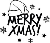 Kerst - sticker - Merry Xmas! - 29x29 cm - WIT - kerstversiering - kerstdecoratie voor binnen