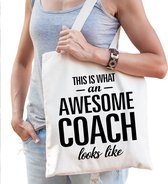 Awesome / geweldige coach cadeau tas wit voor dames en heren - coach kado / verjaardag / beroep cadeau tas