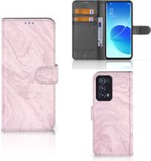 GSM Hoesje OPPO Reno 6 Pro+ 5G Flip Case Marble Pink