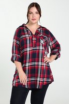 Paprika Dames Lang ruitjeshemd in viscose en lurex - Outdoorblouse - Maat 50