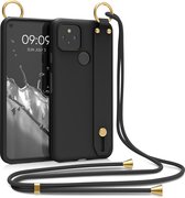 kwmobile Hoesje voor Google Pixel 5 - Telefoonhoesje met koord en handgreep - Hoes voor smartphone in zwart