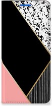 Bookcase Hoesje OPPO Reno6 5G Smart Cover Black Pink Shapes