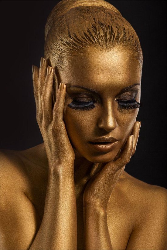 Gold woman - Fotokunst op Plexiglas - Incl. blind ophangsysteem en 5 jaar garantie