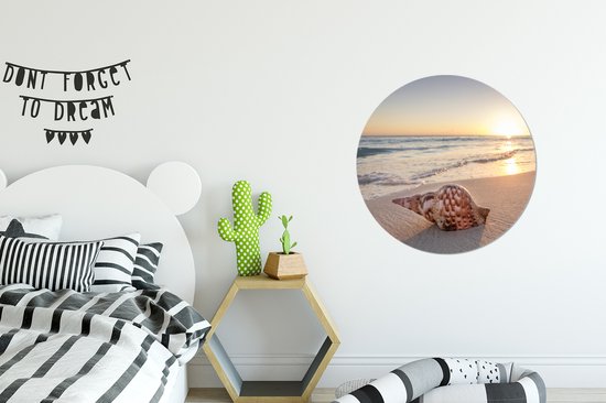 Cercle de papier peint - Coquillage - Plage - Ciel - 50x50 cm - Cercle mural - Autocollant - Sticker papier peint