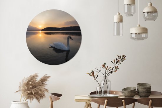 Cercle mural - Cercle mural - Cygne - Berg - Soleil - Aluminium - Dibond - ⌀ 90 cm - Intérieur et Extérieur