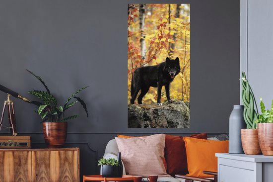 Stickers Stickers muraux - Loup - Roche - Arbre - 60x120 cm - Feuille adhésive