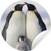 WallCircle - Stickers muraux - Cercle Papier Peint - Pingouin - Famille - Neige - 120x120 cm - Cercle Mural - Auto Adhésif - Sticker Papier Peint Rond XXL