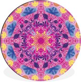 WallCircle - Wandcirkel - Muurcirkel - Mandala kleurrijk - Aluminium - Dibond - ⌀ 60 cm - Binnen en Buiten