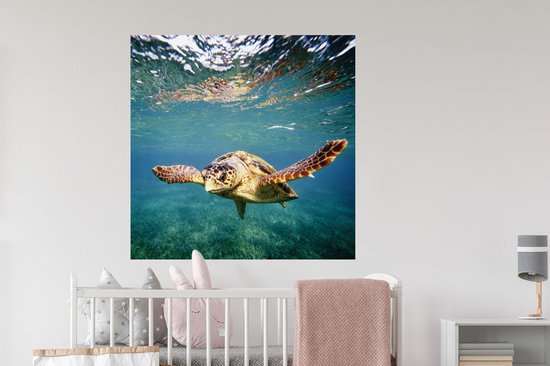 Stickers muraux - Tortue - Water - Blauw - 100x100 cm - Feuille adhésive XXL