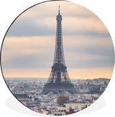 WallCircle - Wandcirkel - Muurcirkel - Eiffeltoren - Parijs - Lucht - Aluminium - Dibond - ⌀ 60 cm - Binnen en Buiten