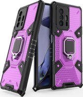 Xiaomi 11T Pro Hoesje - Mobigear - Armor Ring Serie - Hard Kunststof Backcover - Paars - Hoesje Geschikt Voor Xiaomi 11T Pro