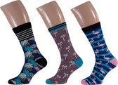 Sokken dames - Heren - Apollo | Tropical Pink Socks | 3-Pack Giftbox | Maat 41/46 - CADEAU- Vaderdag - Moederdag - Kerst