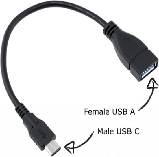 commentator lippen in de buurt OTG Host kabel Male USB C naar normaal Female USB A 2.0/3.0, adapter /... |  bol.com