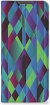 Hoesje OPPO A54 5G | A74 5G | A93 5G Bookcase Abstract Groen Blauw