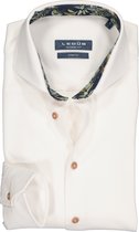 Ledub Modern Fit overhemd - wit pique tricot (contrast) - Strijkvriendelijk - Boordmaat: 38