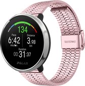 Stalen Smartwatch bandje - Geschikt voor  Polar Unite roestvrij stalen band - rosé pink - Strap-it Horlogeband / Polsband / Armband