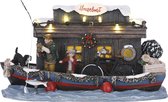 Luville Kerstdorp Miniatuur Woonboot - L19,5 x B10,5 x H12 cm