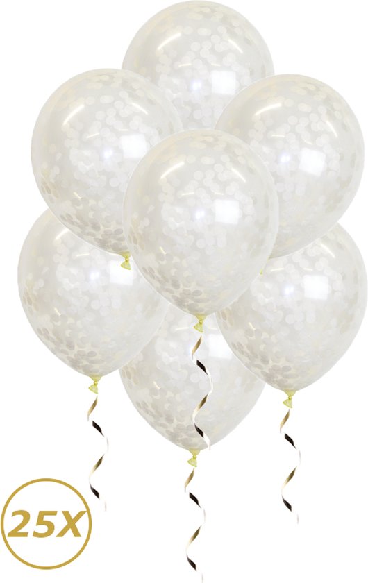 Witte Helium Ballonnen Confetti Verjaardag Versiering Feest Versiering Bruiloft Ballon Wit Papier Decoratie - 25 Stuks