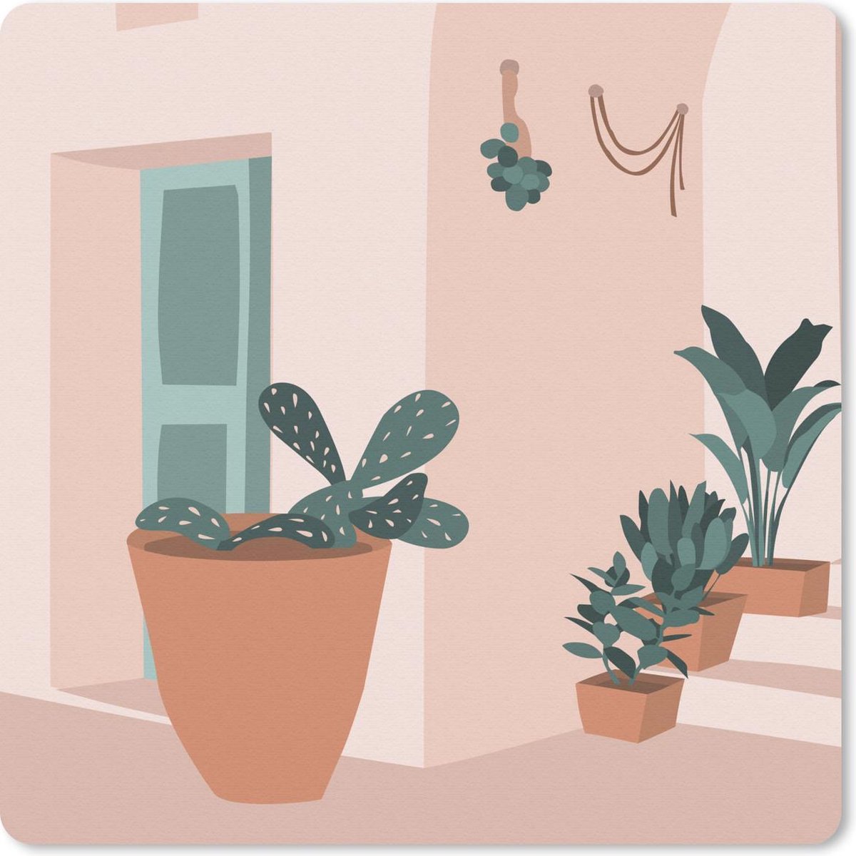 Muismat 30x30 cm - Mousepad Zomer - Planten - Pastel - Muismatten