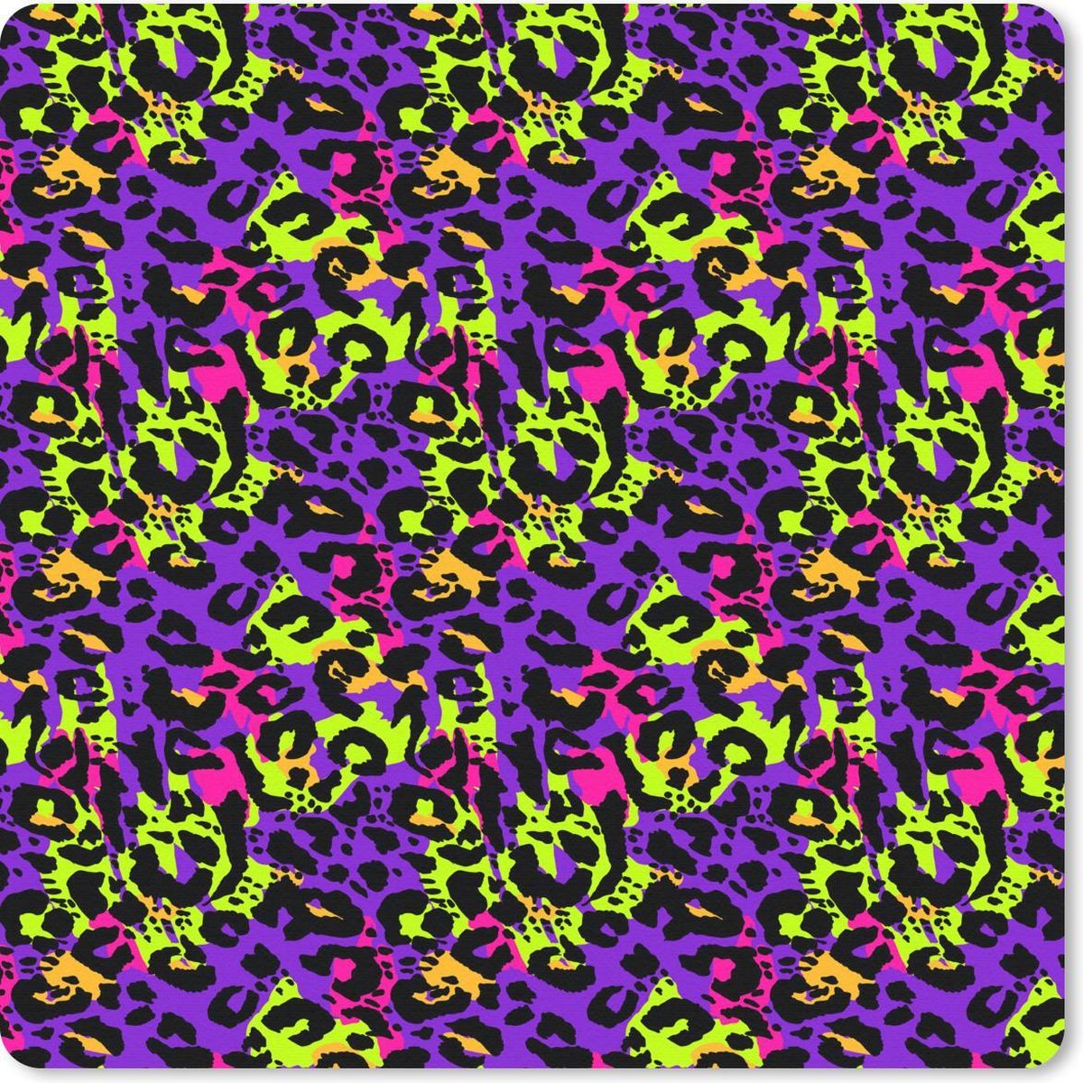 Muismat 20x20 cm - Mousepad Dierenprint - Neon - Paars - Geel - Muismatten