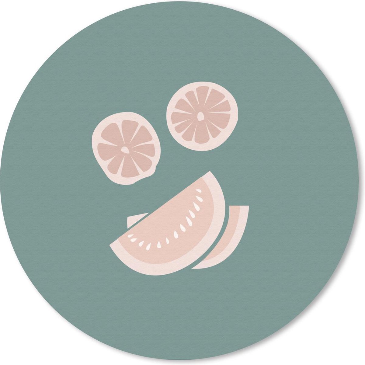 Muismat rond 20x20 cm - Mousepad Zomer - Fruit - Roze - Ronde muismatten