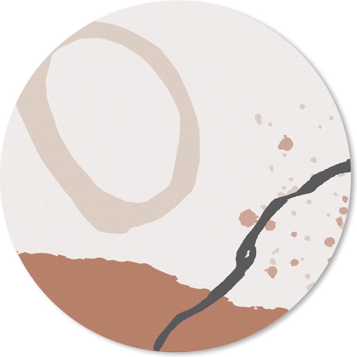 Muismat rond 40x40 cm - Mousepad Zomer - Abstract - Wit - Zwart - Ronde muismatten