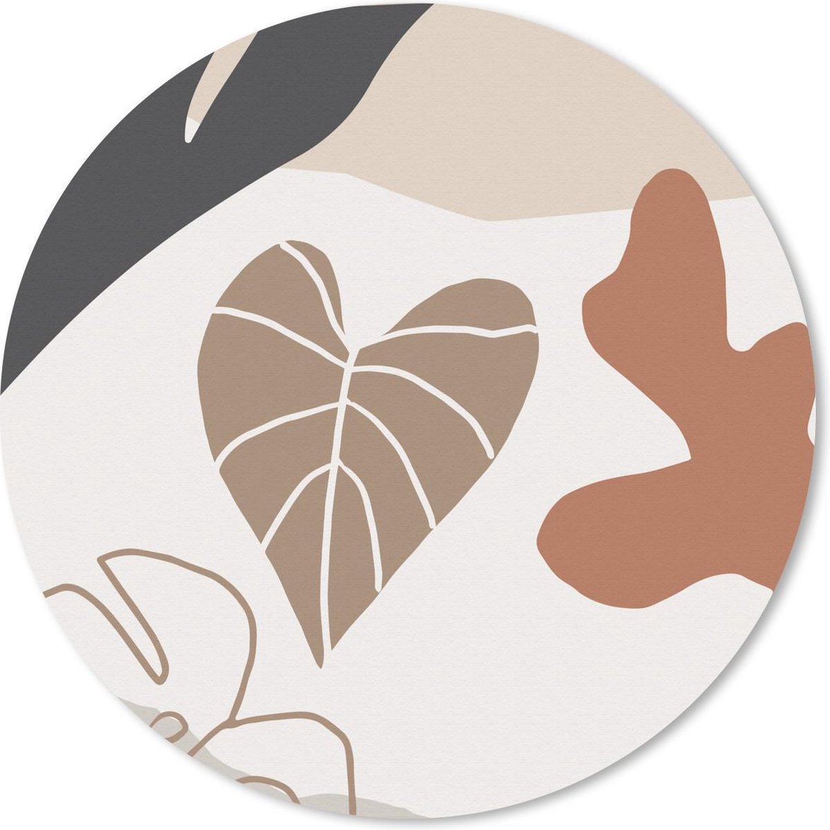 Muismat rond 20x20 cm - Mousepad Zomer - Blad - Bruin - Ronde muismatten