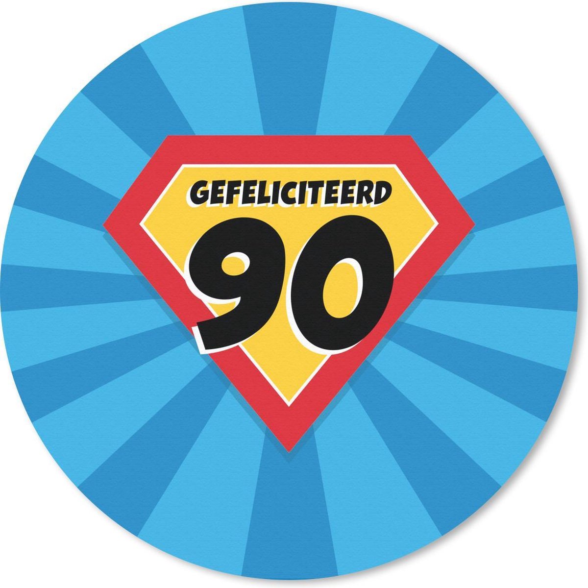 Muismat rond 40x40 cm - Mousepad Jubileum - 90 jaar - Feest - Ronde muismatten