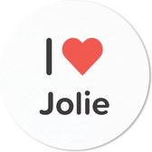 Muismat - Mousepad - Rond - I love - Jolie - Meisje - 30x30 cm - Ronde muismat