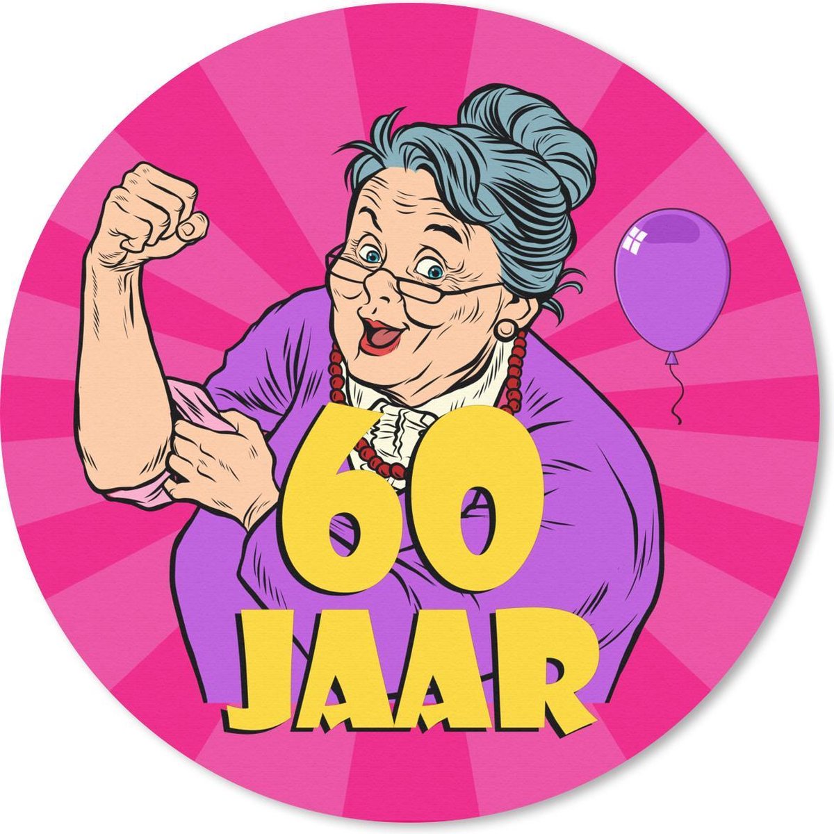 Muismat rond 50x50 cm - Mousepad Vrouw - Verjaardag - 60 jaar - Ronde muismatten