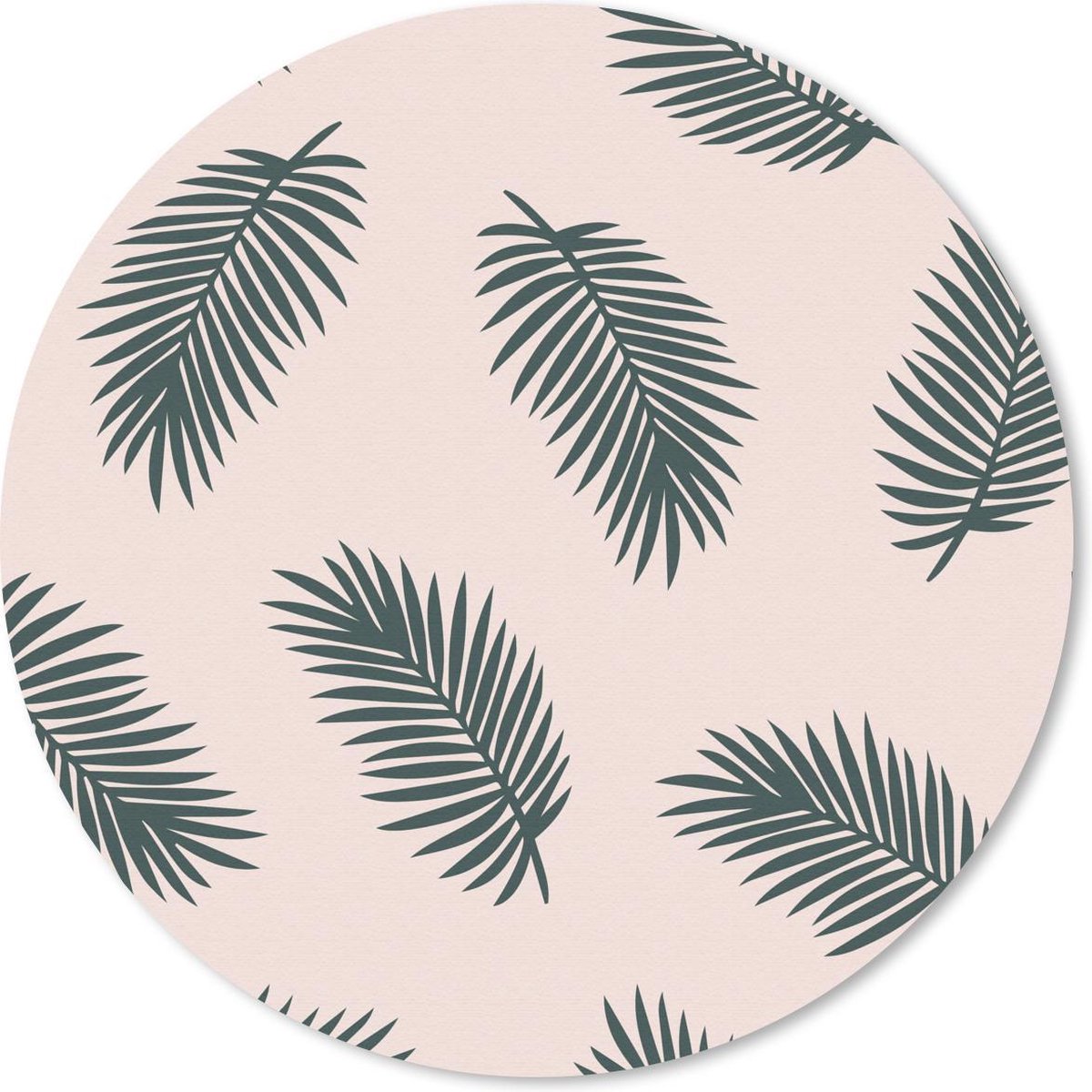 Muismat rond 50x50 cm - Mousepad Zomer - Palmbladeren - Pastel - Ronde muismatten