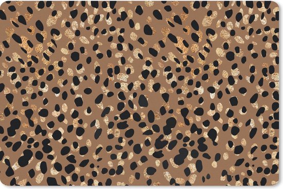 Bureau onderlegger - Muismat - Bureau mat - Dierenprint - Luipaard - Goud - Bruin - 60x40 cm