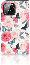 Smartphone Hoesje iPhone 13 Pro Max Flipcase Cadeautjes voor Moederdag Butterfly Roses