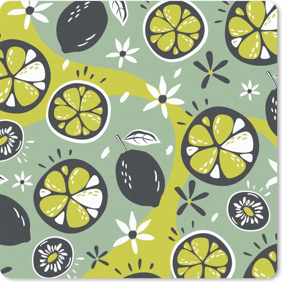 Muismat 30x30 cm - Mousepad Zomer - Fruit - Bloemen - Muismatten