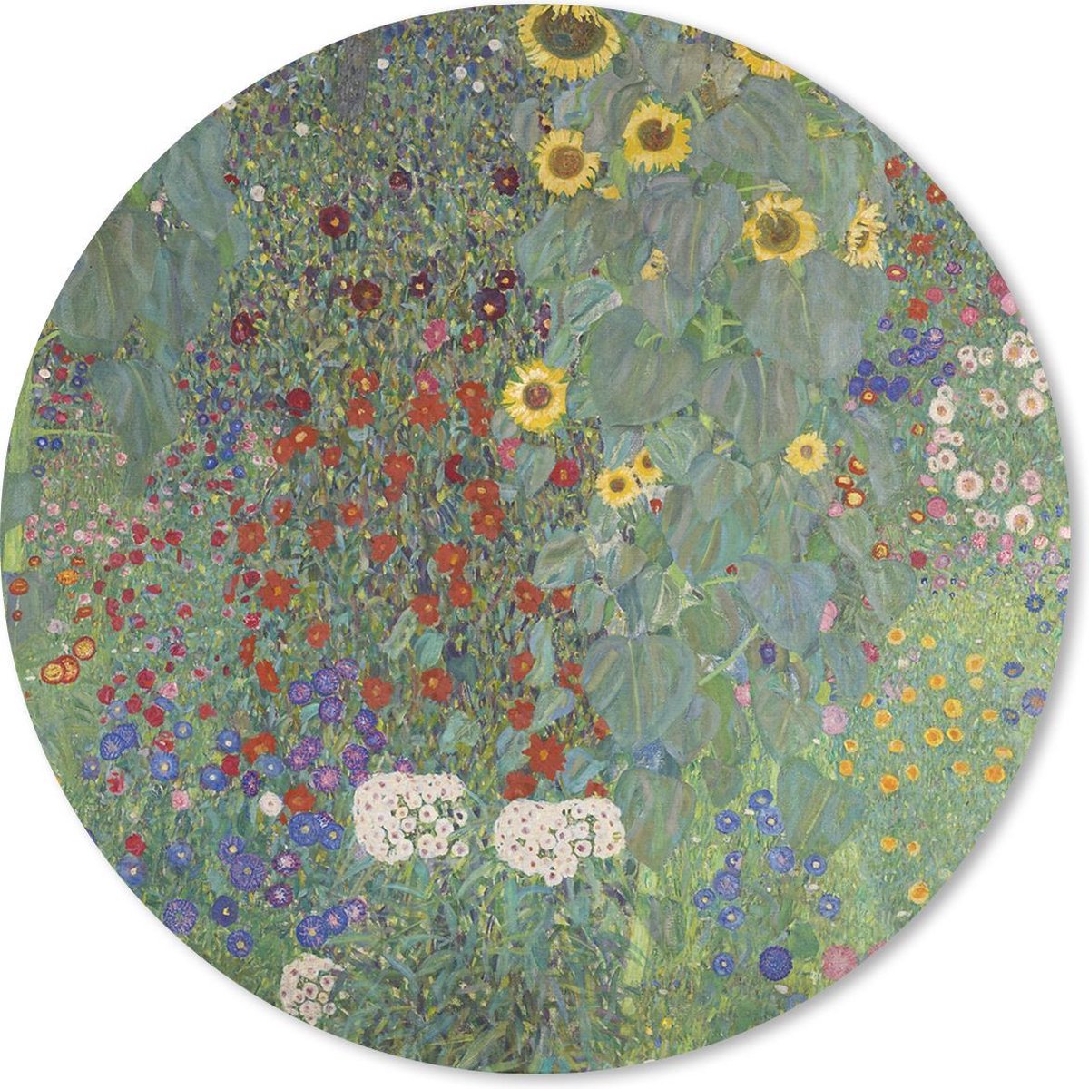 Muismat - Mousepad - Rond - Country garden with sunflowers - Gustav Klimt - 20x20 cm - Ronde muismat