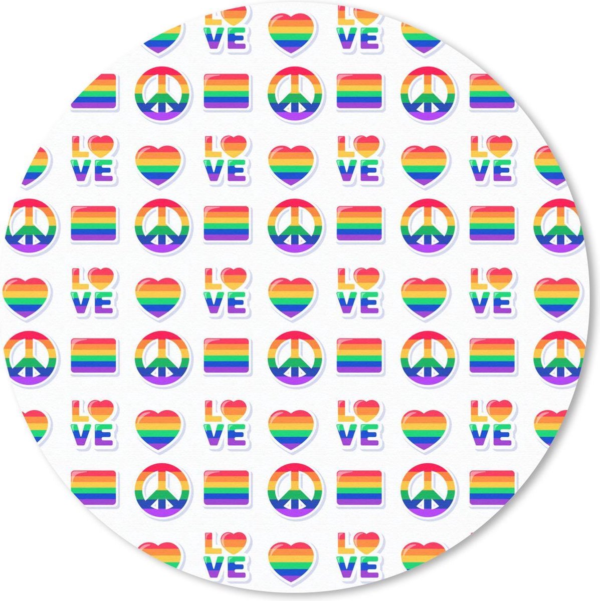 Muismat rond 50x50 cm - Mousepad Regenboog - Pride - Vlag - Ronde muismatten
