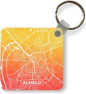 Sleutelhanger - Uitdeelcadeautjes - Stadskaart - Almelo - Nederland - Oranje - Plastic