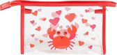 toilettas krab junior 22 cm rood/transparant