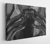Canvas schilderij - Fashion sexy girl gold-plated glittering posing (black and white photo)  -     1040003710 - 80*60 Horizontal