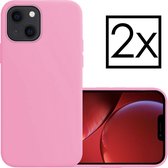 iPhone 13 Mini Hoesje Licht Roze Cover Silicone Case Hoes - 2x